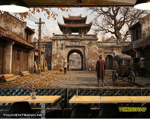 Tranh dán tường Phố cổ Hà Nội, Phố xưa - -PCHN260315-8P - Tranh tường chất lượng cao
